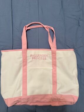 Pink & White Canvas Tote Bag